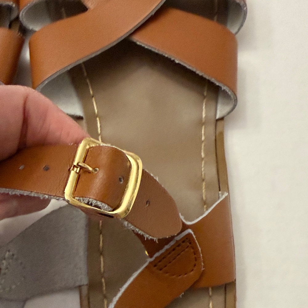 Salt Water Sandals by Hoy Tan Brown Crisscross Leather Sandals - Picture 8 of 8